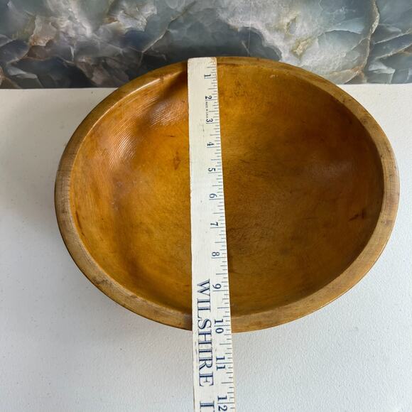 Munising Dough Bowl Wooden Hand Turned 11.5 in Vintage Rustic - Picture 7 of 9